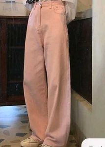 Pink Wide Leg Denim Jeans