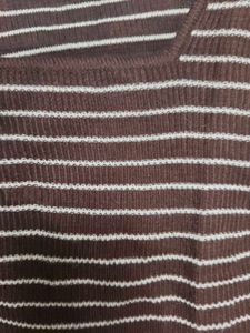 Brown Striped Square Neck Crop top