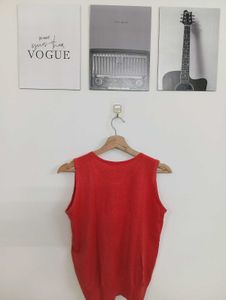 Red Sleeveless Knit Top
