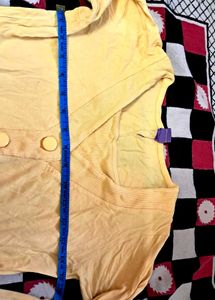 Yellow   Pure  Cotton  Top Full Sleeve