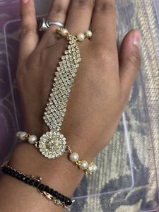Elegant Hand Harness with Pearls &amp; Rhinestones