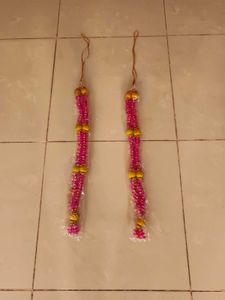 New Unused Pink and Gold Beaded Haar Mala Necklace