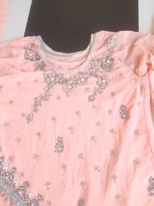 Peach Embellished Salwar Kameez Pants