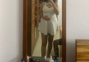 Chic White Halter Neck Mini Dress