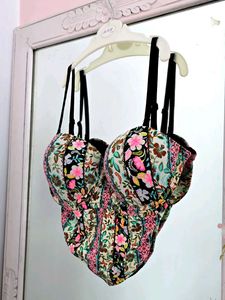 Clovia Padded Underwired Floral Print Bra Blouse