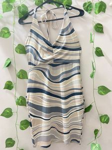 Striped Halter Neck Mini Bodycon Dress