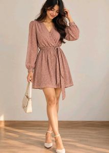 Rose Self Design Dobby weave Wrap Dress &amp; Belt