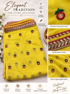 Elegant Yellow Embroidered Saree 🔥🔥