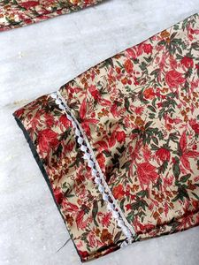 Floral Print satin kurta pant