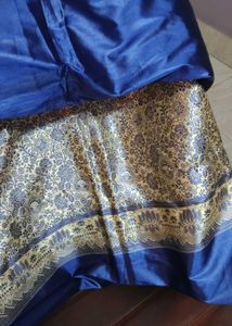 Royal Blue Art Silk Saree with Golden Zari Motif &amp;