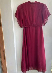 ANVI BE YOURSELF  Maroon Solid Fit& Flare Dress