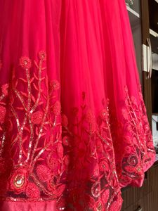 Vibrant Pink Sequined Lehenga Skirt