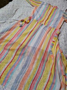 Tiered Striped Midi Gown
