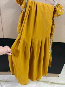 Yellow Sharara Suit Set with Mirror Work