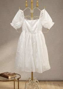 Elegant White Puff Sleeve Party Dress