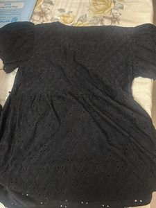 Chic Black Eyelet Tunic Top