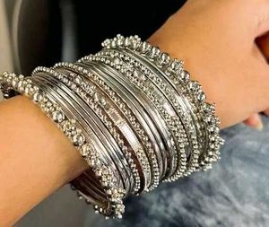 Set of Oxidized Silver Bangles