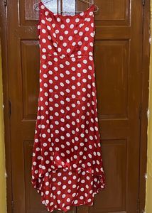 Red Polka Dot High-Low Dress