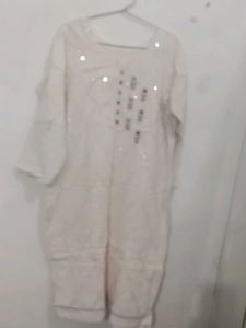 White Floral Print Kurta Set