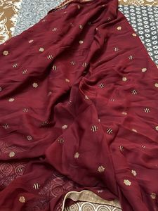 Maroon Dupatta with gold embellishment