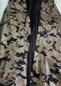 Elegant Black & Gold Print Gown