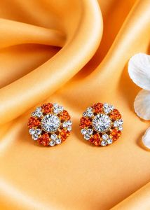 🧡 Elegant Orange Crystal Studs