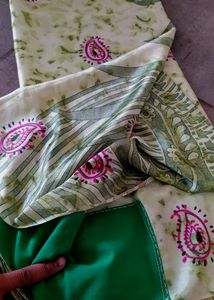 Green Silk Shiny Saree