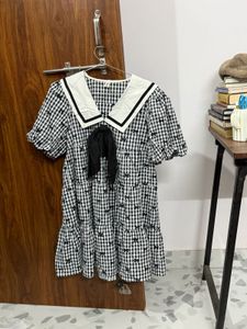 Cute Bow Gingham Dress