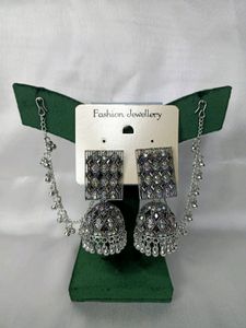 Oxidize Silver Look Stone Type Jumka Earring For W