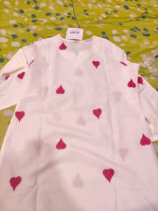 Cream Heart Print Kurta Set