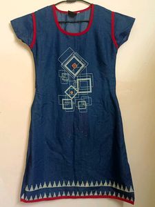Blue Kurta with Geometric Print