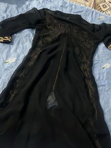 Stunning Black &amp; Gold High-Low Georgette Kurti wit
