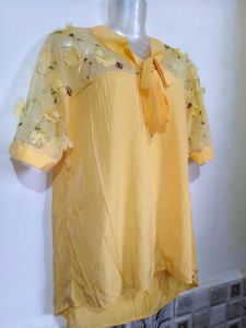 🔥BUY 1, GET 1 FREE🔥Yellow Floral Embellished Top