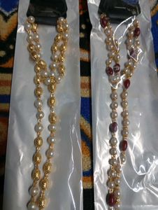 Pearl & Gold/Red Bead Chain