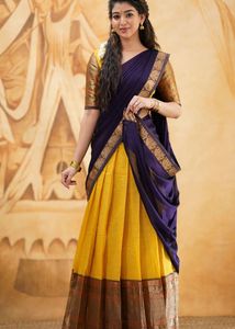 Elegant Blue &amp; Pink Half Saree