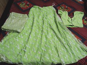 Lime Green Embroidered Lehenga Set