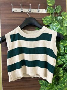Striped Sleeveless Knit Top