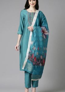Elegant Teal Kurta Set with Dupatta