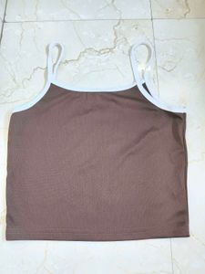 Brown Ribbed "OBVIOUS" Crop Top