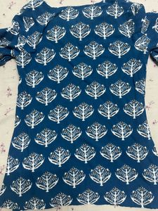 Blue Leaf Print Kurta