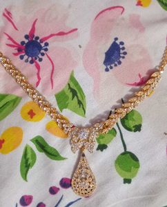 Elegant Gold Necklace with CZ Stones