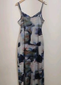 Multi Abstract Print Slip Dress with Slit 36 Bust