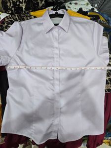 Light Purple Button-Up Short Sleeve Blouse