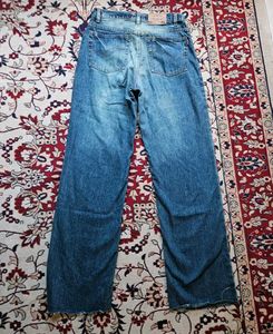 Outlaw denim wash straight wide jeans