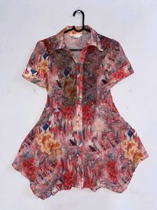 Bohemian Floral Print Button-Down Shirt
