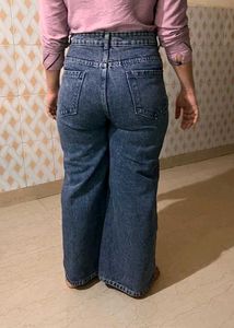 Wide Leg Blue Denim Jeans