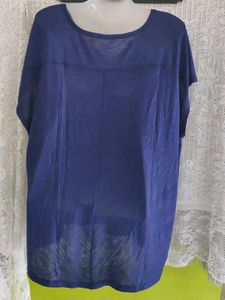Women's Blue V-Neck Tunic Top