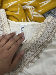 Elegant Cream Kurta with Tropical Print
