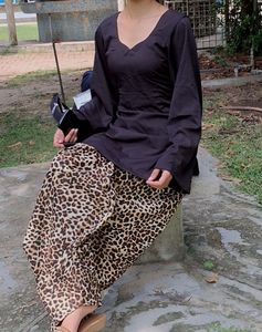 Stylish Black Kurta with animal print farshi salva