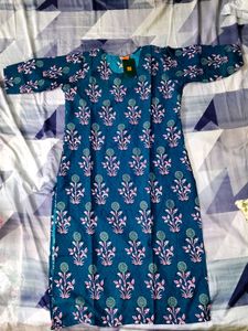 Teal Floral Print Kurta